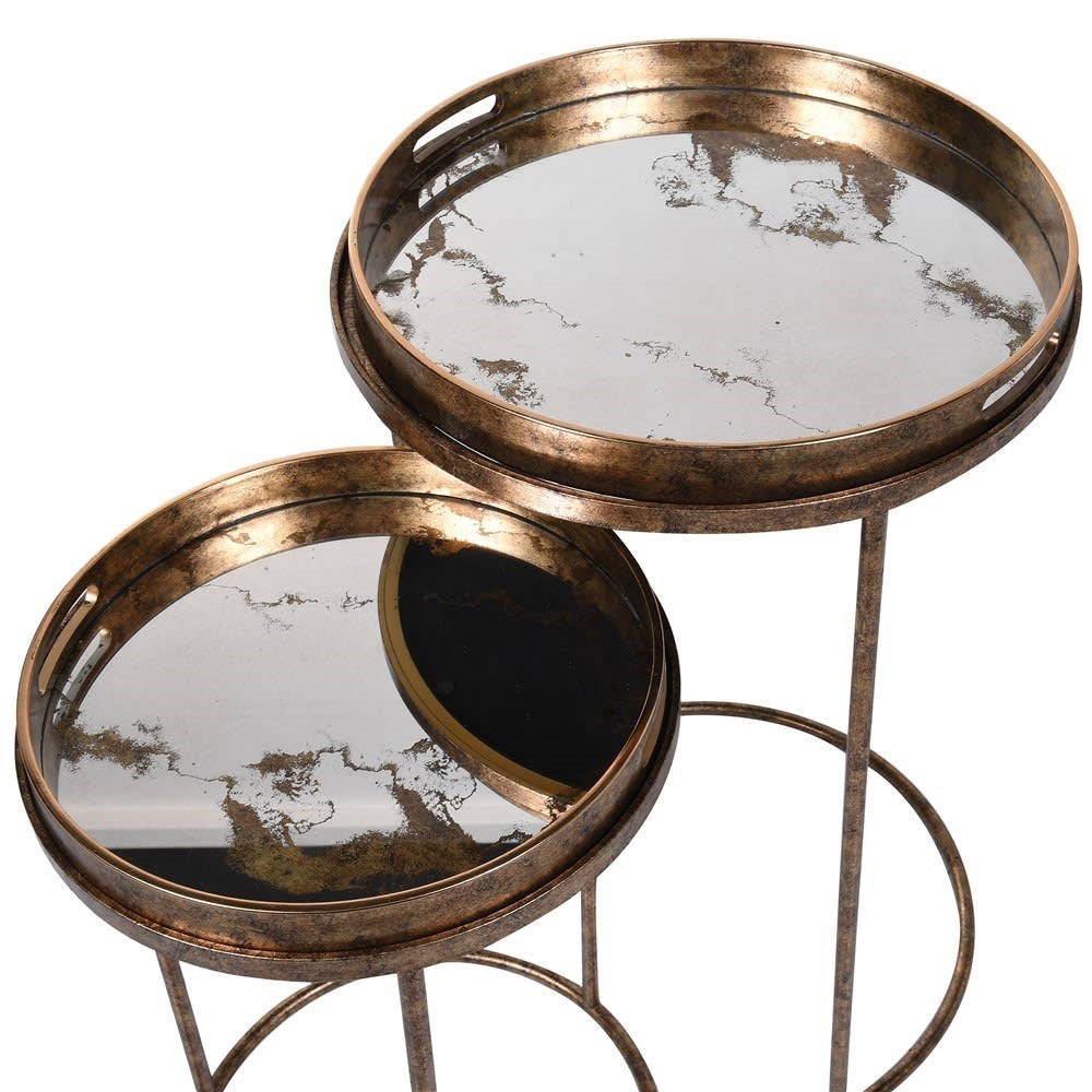 Set of 2 Gold Mirror Tray Tables – Grove Home